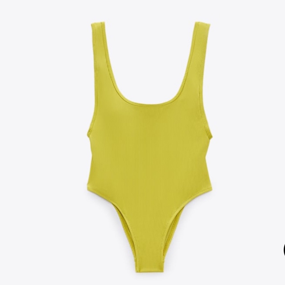 Olive green one piece ribbed swimsuit swimwear